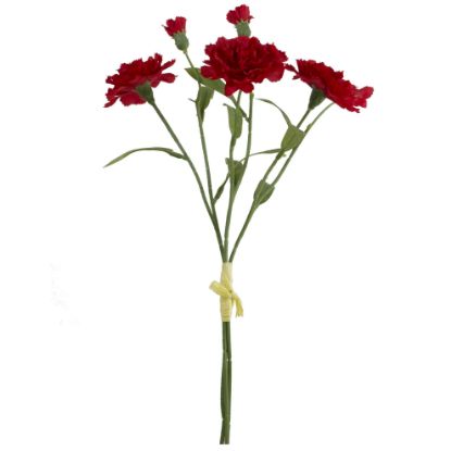 Picture of 40cm CARNATION BUNDLE (3 STEMS) WITH RAFFIA TIE RED