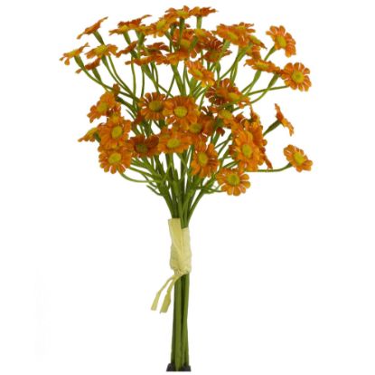 Picture of 27cm MINI SATIN DAISY BUNDLE (6 STEMS) ORANGE