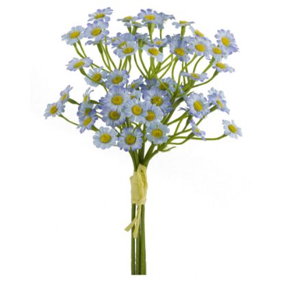 Picture of 27cm MINI SATIN DAISY BUNDLE (6 STEMS) LIGHT BLUE