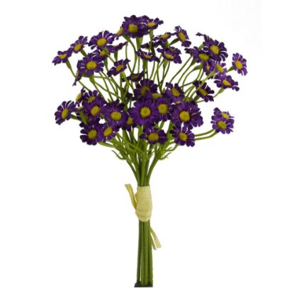 Picture of 27cm MINI SATIN DAISY BUNDLE (6 STEMS) PURPLE