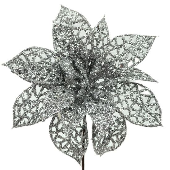 Picture of 12cm SINGLE POINSETTIA SILVER X 48pcs