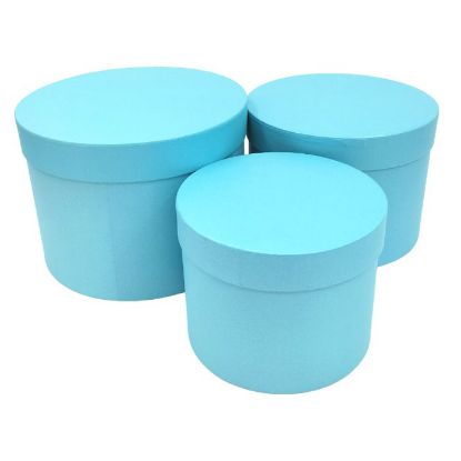 Picture of SET OF 3 ROUND FLOWER BOXES SKY BLUE