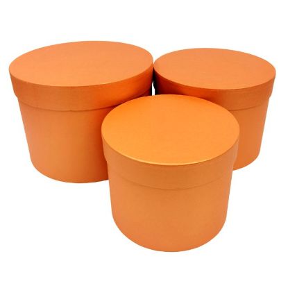 Picture of SET OF 3 ROUND FLOWER BOXES ORANGE