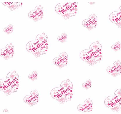 Picture of CELLOPHANE ROLL 80cm X 100met HAPPY MOTHERS DAY HEART CERISE/LIGHT PINK
