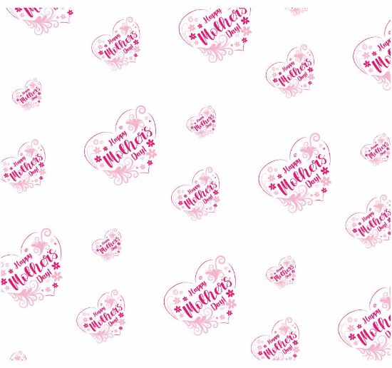 Picture of CELLOPHANE ROLL 80cm X 100met HAPPY MOTHERS DAY HEART PINK/LIGHT PINK