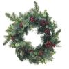Picture of 60cm CHRISTMAS WREATH WITH EUCALYPTUS SPRUCE BERRIES & CONES NATURAL/RED