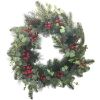Picture of 60cm CHRISTMAS WREATH WITH EUCALYPTUS SPRUCE BERRIES & CONES NATURAL/RED