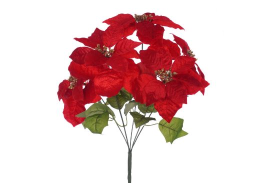 Picture of 45cm VELVET TOUCH POINSETTIA BUSH RED