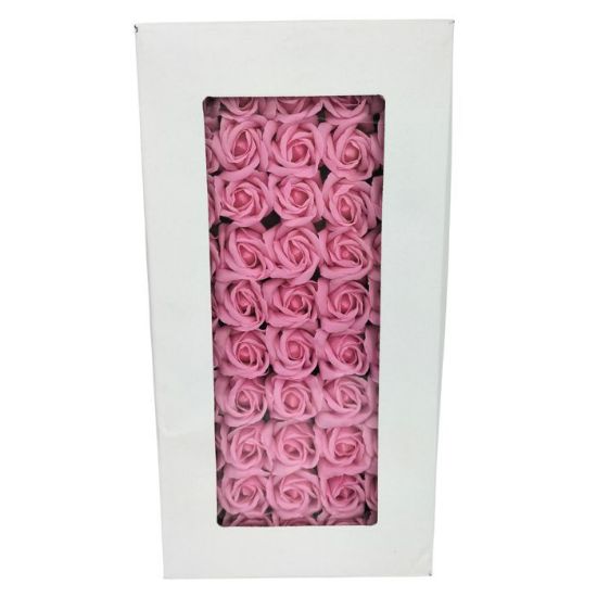 Picture of SINGLE SCENTED SOAP ROSE FLOWER HEAD IN DISPLAY BOX PINK X 50pcs