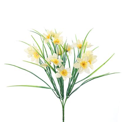 Picture of 40cm DAFFODIL BUSH WITH GRASS YELLOW X 48pcs