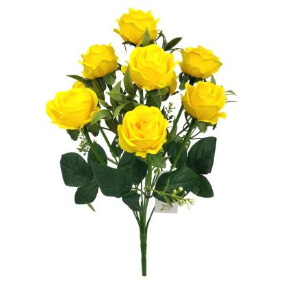 Picture of 38cm ROSE BUSH WITH BERRIES (9 HEADS) YELLOW