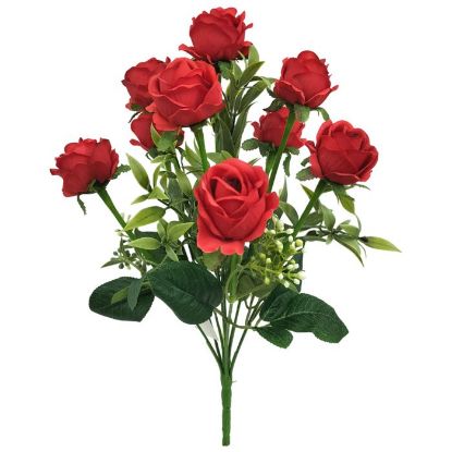 Picture of 38cm ROSE BUSH WITH BERRIES (9 HEADS) RED