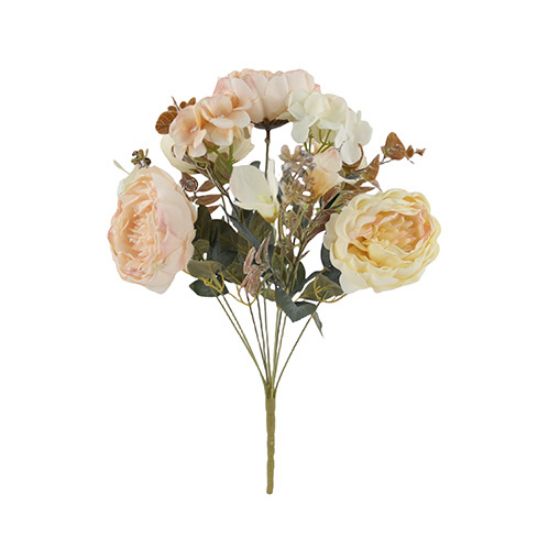 Picture of 44cm PEONY HYDRANGEA & ALSTRO BUSH WITH FOLIAGE CREAM MIX