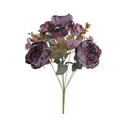 Picture of 44cm PEONY HYDRANGEA & ALSTRO BUSH WITH FOLIAGE PURPLE MIX