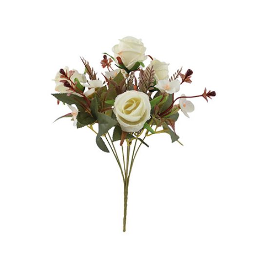Picture of 32cm AUTUMN MIXED ROSEBUD & HYDRANGEA BUSH CREAM/BROWN