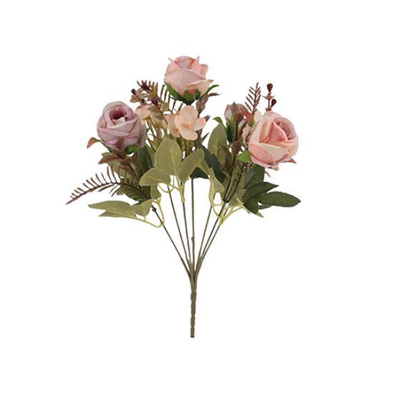 Picture of 32cm AUTUMN MIXED ROSEBUD & HYDRANGEA BUSH PINK/LILAC