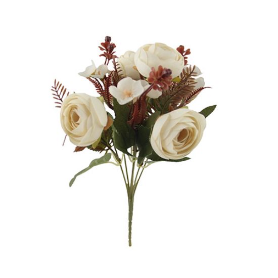 Picture of 32cm AUTUMN MIXED RANUNCULUS & HYDRANGEA BUSH CREAM/BROWN