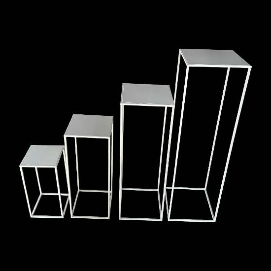 Picture of SET OF 4 METAL SQUARE STANDS WITH LEGS WHITE