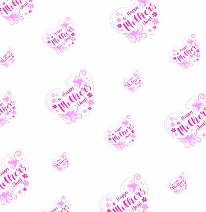 Picture of CELLOPHANE ROLL 80cm X 100met HAPPY MOTHERS DAY HEART LILAC/LIGHT PINK