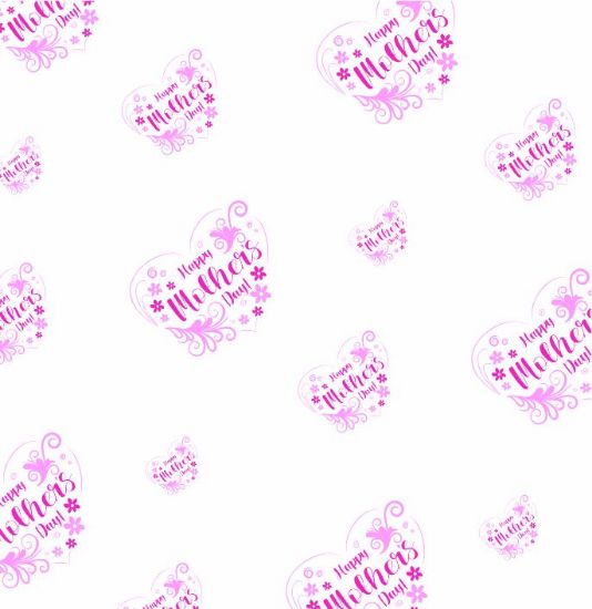 Picture of CELLOPHANE ROLL 80cm X 100met HAPPY MOTHERS DAY HEART LILAC/LIGHT PINK