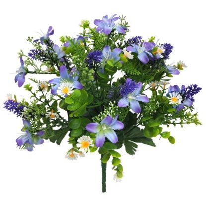 Picture of 36cm SPRING SATIN LILY & LAVENDER BUSH YELLOW/PURPLE