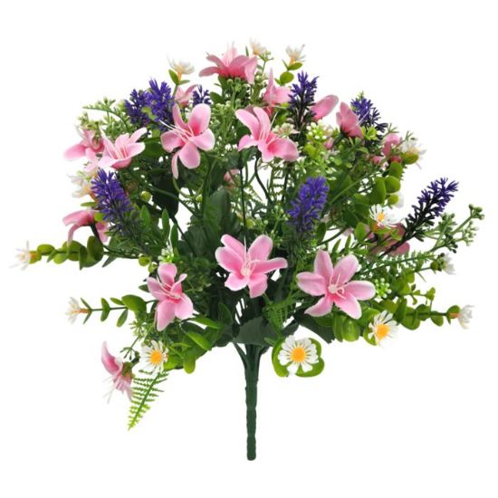 Picture of 36cm SPRING SATIN LILY & LAVENDER BUSH PINK/PURPLE