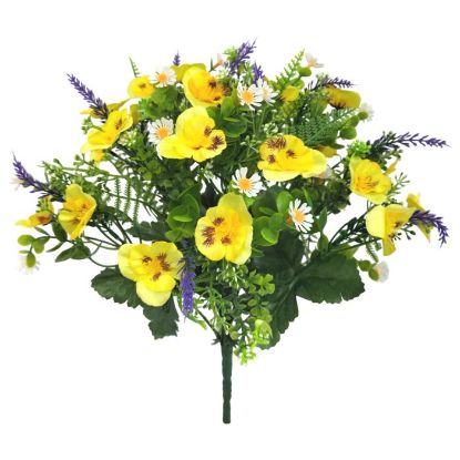 Picture of 36cm SPRING SATIN PANSY BUSH WITH LAVENDER YELLOW/PURPLE