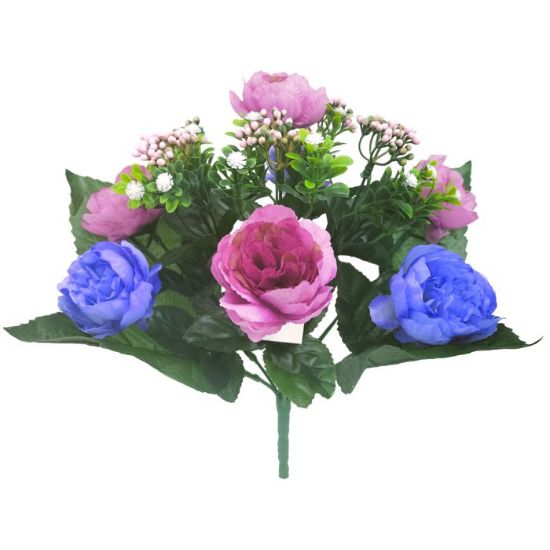 Picture of 32cm PEONY MIXED BUSH WITH BERRIES PURPLE MIX