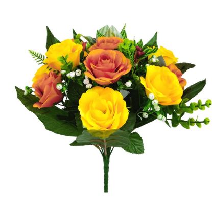 Picture of 35cm ROSE BUSH WITH BERRIES YELLOW/ORANGE