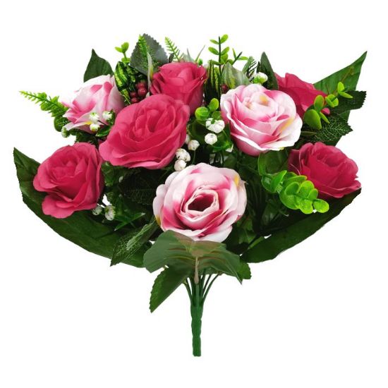Picture of 35cm ROSE BUSH WITH BERRIES PINK/WINE
