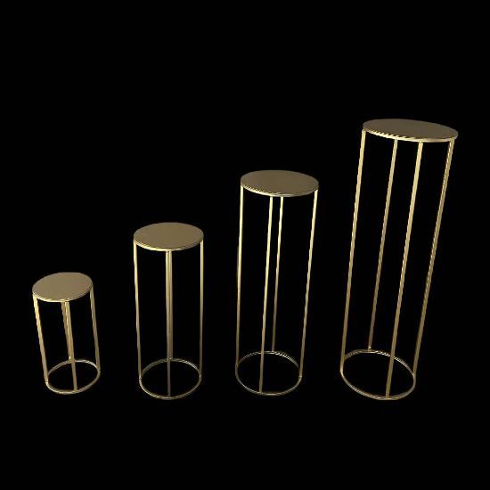 Picture of SET OF 4 METAL ROUND STANDS WITH LEGS WHITE