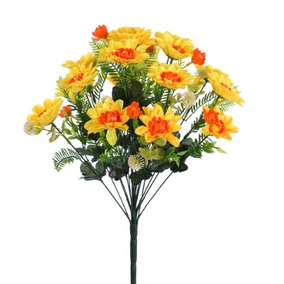 Picture of 50cm SPIKY DAHLIA BUSH (18 HEADS) YELLOW/BRIGHT ORANGE
