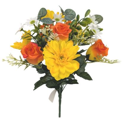 Picture of 33cm ROSE & CHRYSANTHEMUM BUSH YELLOW/ORANGE
