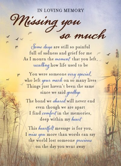 Picture of PLASTIC COATED MEMORIAL CARD X 6pcs - MISSING YOU
