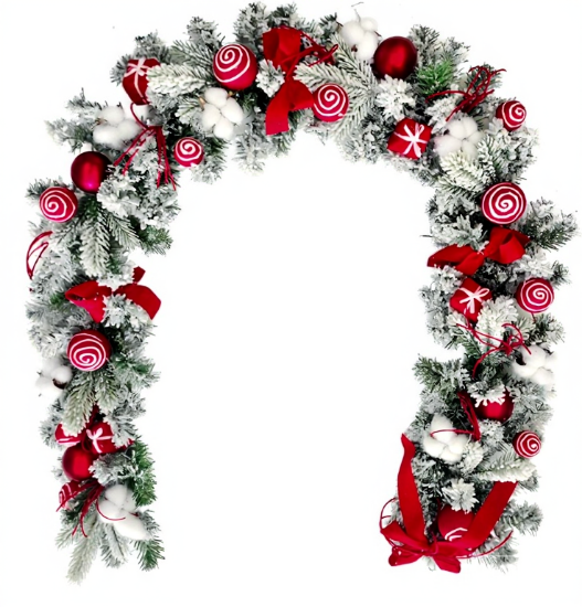 Picture of 180cm BAUBLE GARLAND WITH BOWS RED/WHITE