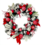 Picture of 50cm BAUBLE WREATH WITH BOWS RED/WHITE