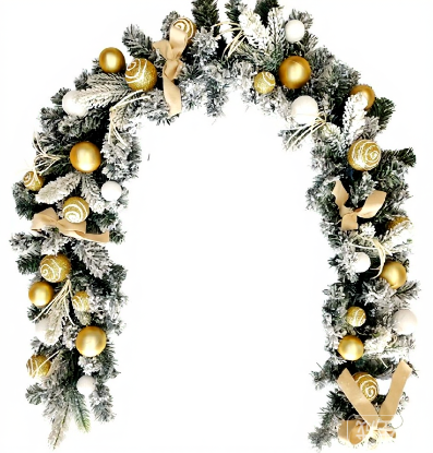 Picture of 180cm BAUBLE GARLAND WITH BOWS GOLD/WHITE