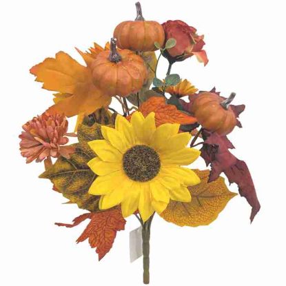 Picture of 47cm AUTUMN SUNFLOWER PUMPKIN & ROSE MIXED BUSH ORANGE/YELLOW