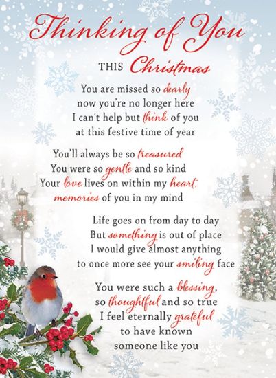 Picture of PLASTIC COATED MEMORIAL CARD X 6pcs - THINKING OF YOU THIS CHRISTMAS