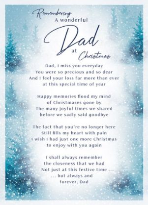 Picture of PLASTIC COATED MEMORIAL CARD X 6pcs - REMEMBERING A WONDERFUL DAD AT CHRISTMAS