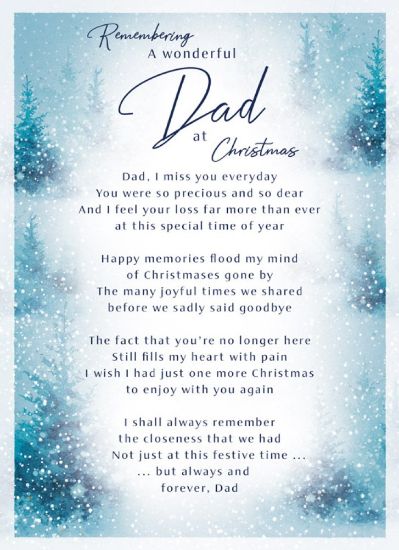 Picture of PLASTIC COATED MEMORIAL CARD X 6pcs - REMEMBERING A WONDERFUL DAD AT CHRISTMAS