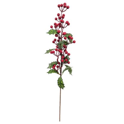 Picture of 66cm HOLLY SPRAY WITH BERRIES GREEN