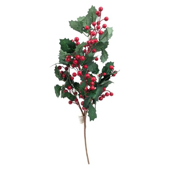 Picture of 66cm HOLLY SPRAY WITH BERRIES GREEN