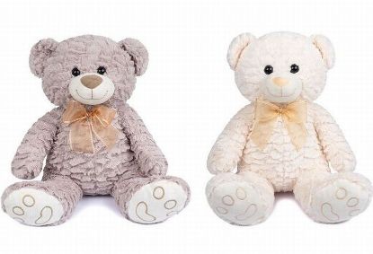 Picture of 30cm (12 INCH) SUPERSOFT TWIRL SITTING BEAR WITH RIBBON BOW ASSORTED IVORY/BROWN X 12pcs