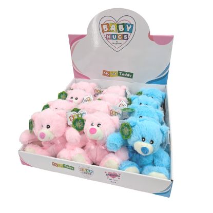Picture of 15cm (6 INCH) BABY BEAR WITH RIBBON BOW ASSORTED X 12pcs