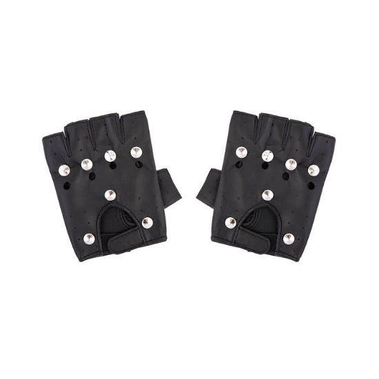 Picture of CHRISTYS DARK SIDE FINGERLESS STUDDED GLOVES BLACK
