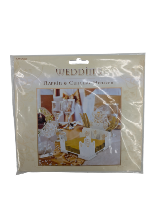 Picture of AMSCAN WEDDING NAPKIN & CUTLERY HOLDER (CARDBOARD)