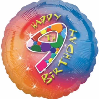 Picture of ANAGRAM 17 INCH FOIL BALLOON - HAPPY 9TH BIRTHDAY