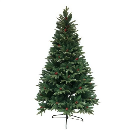 Picture of 2.4m (94") CHRISTMAS TREE GREEN WITH TOUCH OF SNOW CONES & BERRIES